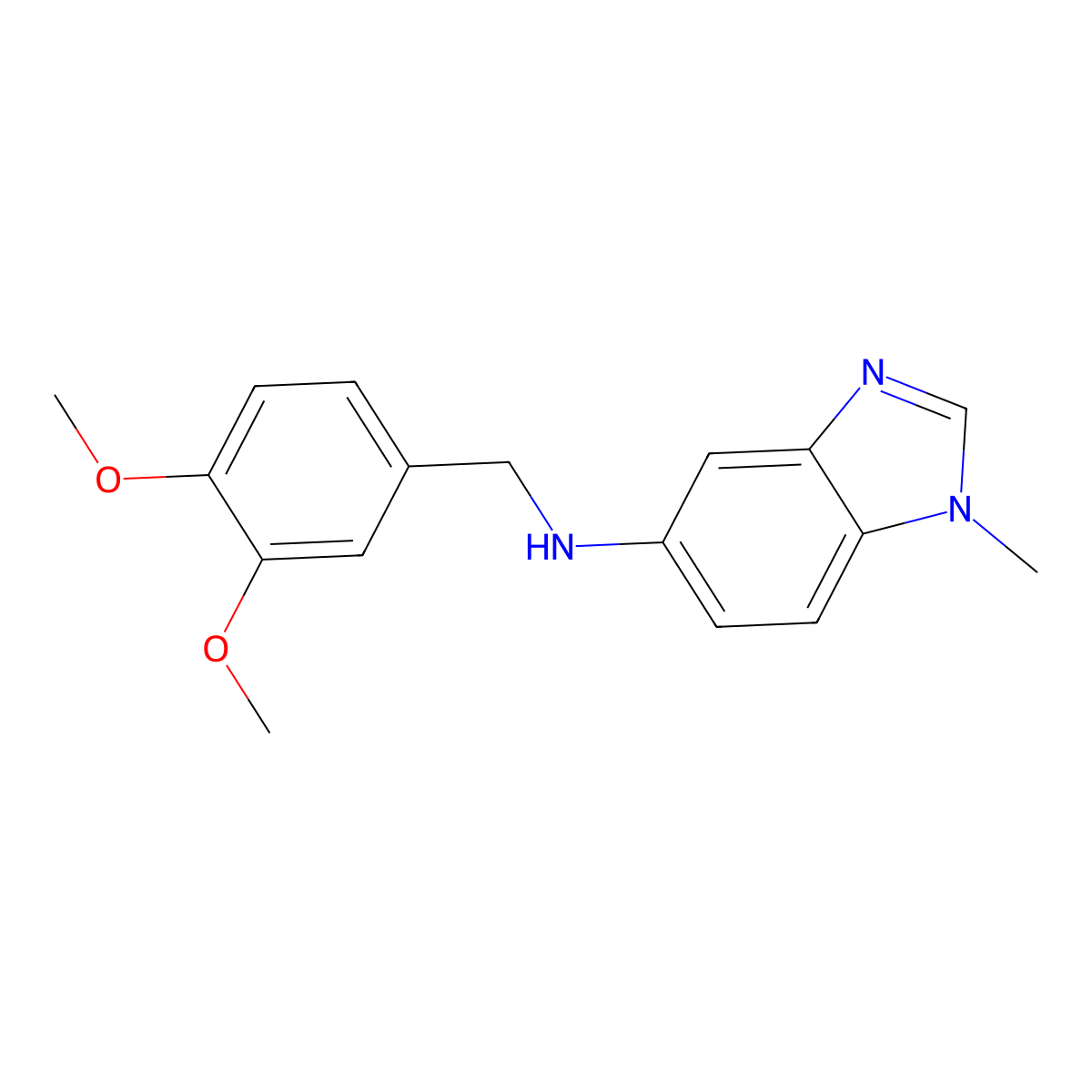 (3,4-Dimethoxy-benzyl)-(1-methyl-1H-benzoimidazol-5-yl)-amine molecular structure, CAS 364341-43-5