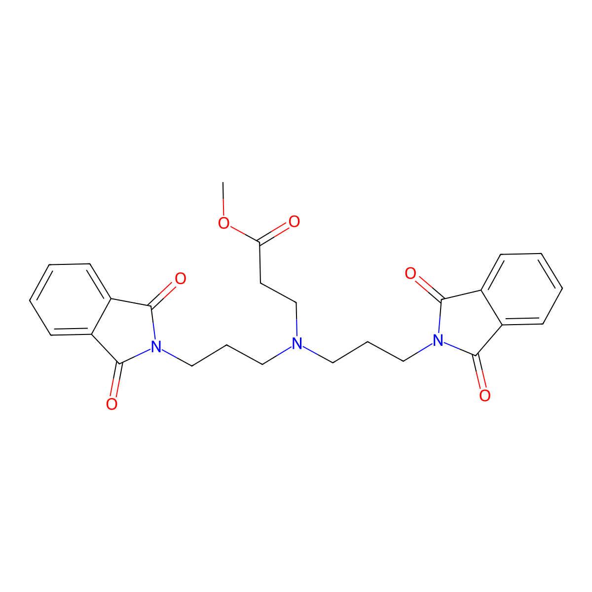 Methyl 3-(bis(3-(1,3-dioxoisoindolin-2-yl)propyl)amino)propanoate molecular structure, CAS 364352-26-1