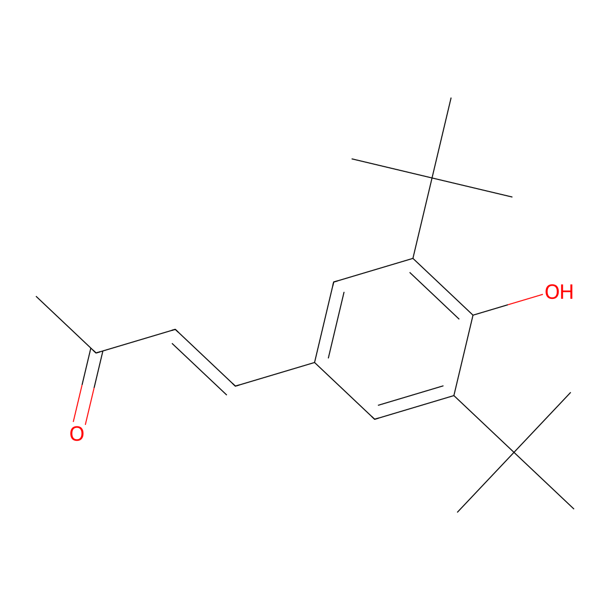3-Buten-2-one, 4-(3,5-bis(1,1-dimethylethyl)-4-hydroxyphenyl)- molecular structure, CAS 36436-00-7