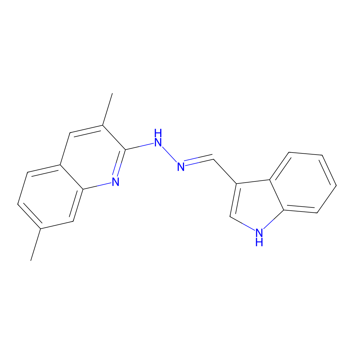 1H-indole-3-carbaldehyde 3-(3,7-dimethyl-2-quinolyl)hydrazone molecular structure, CAS 364361-68-2