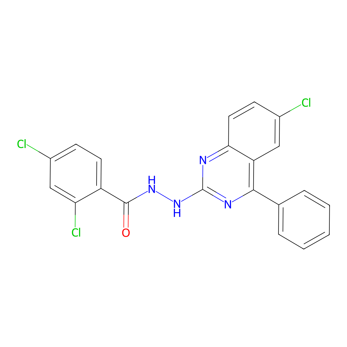 2,4-dichloro-N'-(6-chloro-4-phenylquinazolin-2-yl)benzohydrazide molecular structure, CAS 364366-72-3