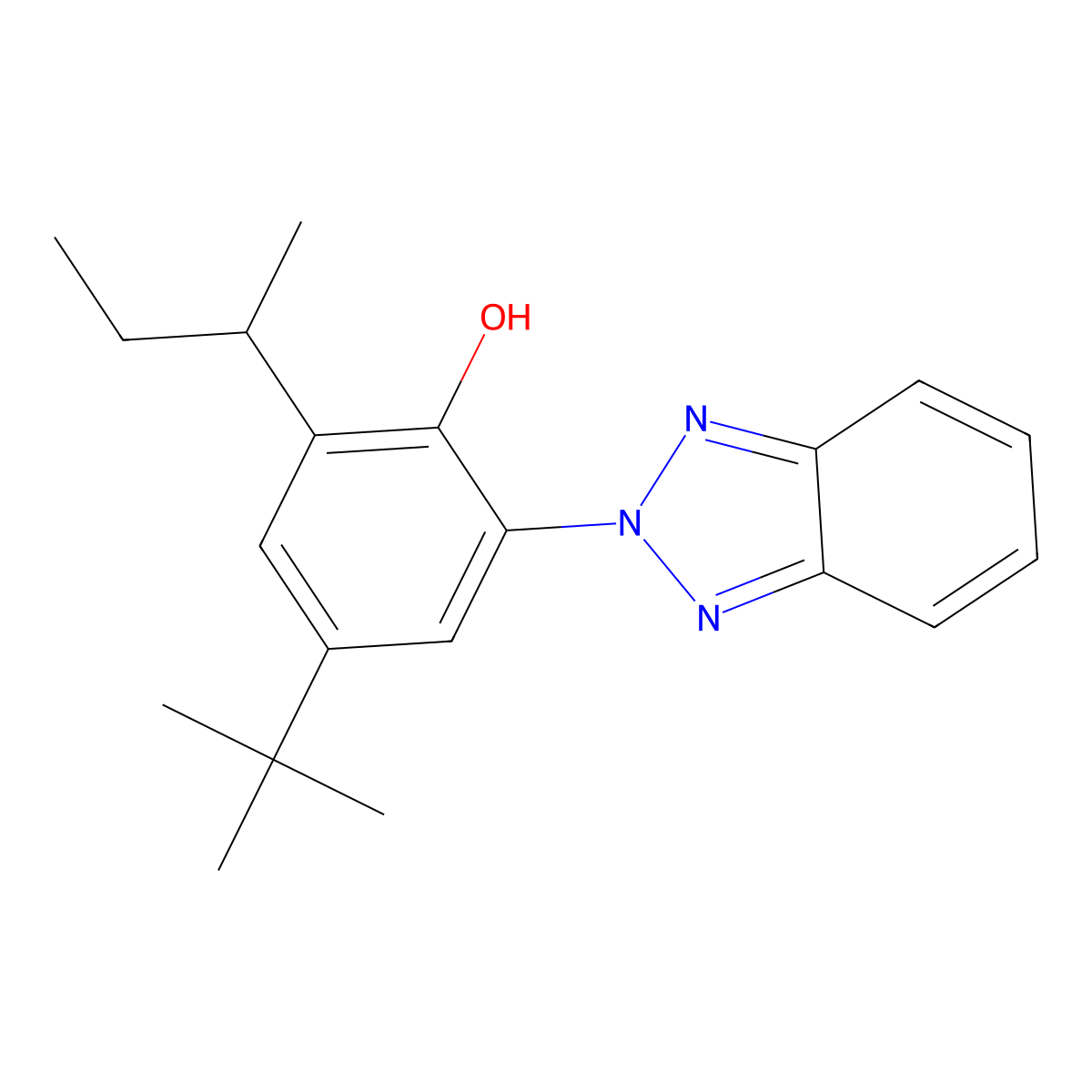 4-tert-Butyl-6-sec-butyl-2-(2H-benzotriazol-2-yl)phenol molecular structure, CAS 36437-37-3
