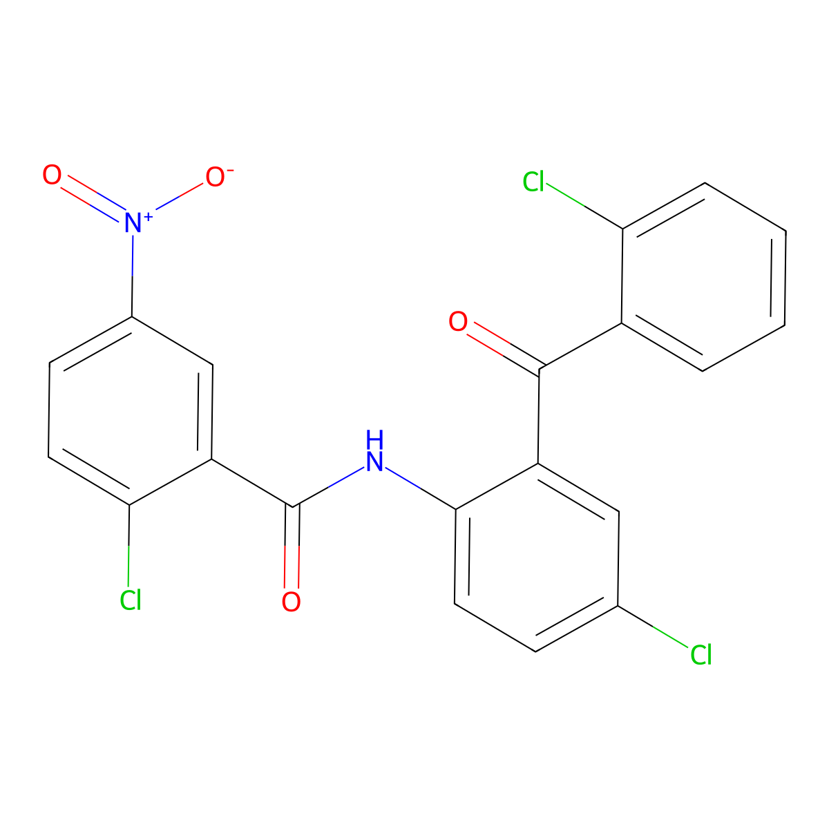 2-chloro-N-[4-chloro-2-(2-chlorobenzoyl)phenyl]-5-nitrobenzamide molecular structure, CAS 364370-08-1
