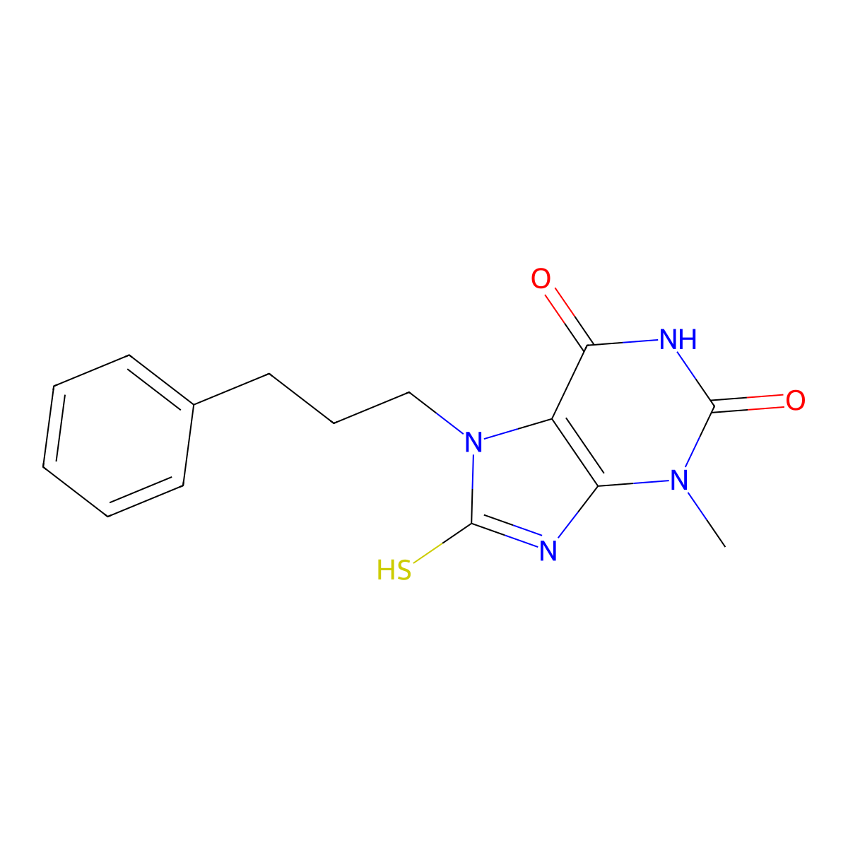 8-mercapto-3-methyl-7-(3-phenylpropyl)-1H-purine-2,6(3H,7H)-dione molecular structure, CAS 364371-36-8