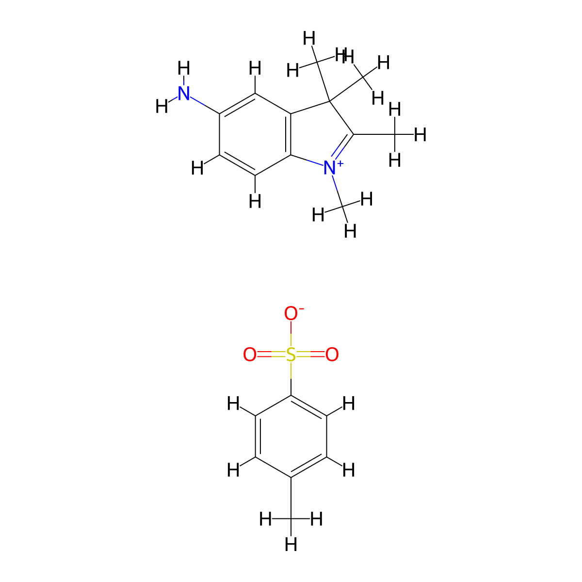 5-amino-1,2,3,3-tetramethyl-3H-indol-1-ium 4-methylbenzene-1-sulfonate molecular structure, CAS 364372-16-7