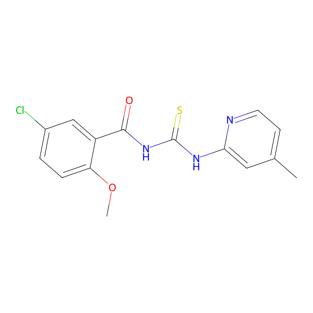 5-chloro-2-methoxy-N-[(4-methylpyridin-2-yl)carbamothioyl]benzamide molecular structure, CAS 364380-67-6