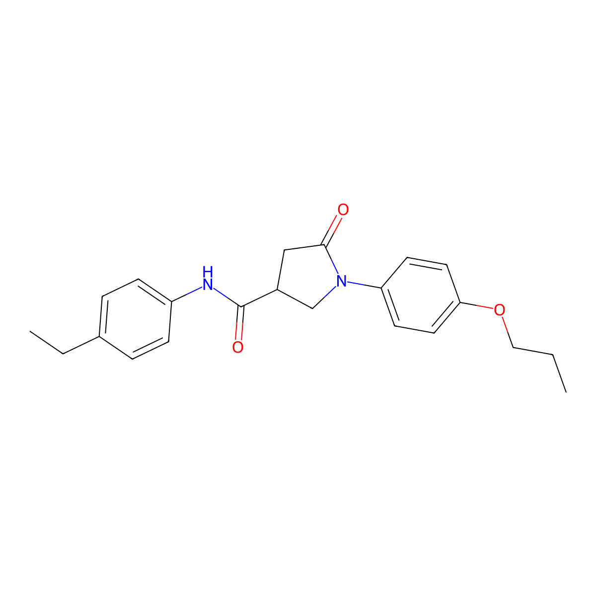 N-(4-ethylphenyl)-5-oxo-1-(4-propoxyphenyl)pyrrolidine-3-carboxamide molecular structure, CAS 364380-84-7