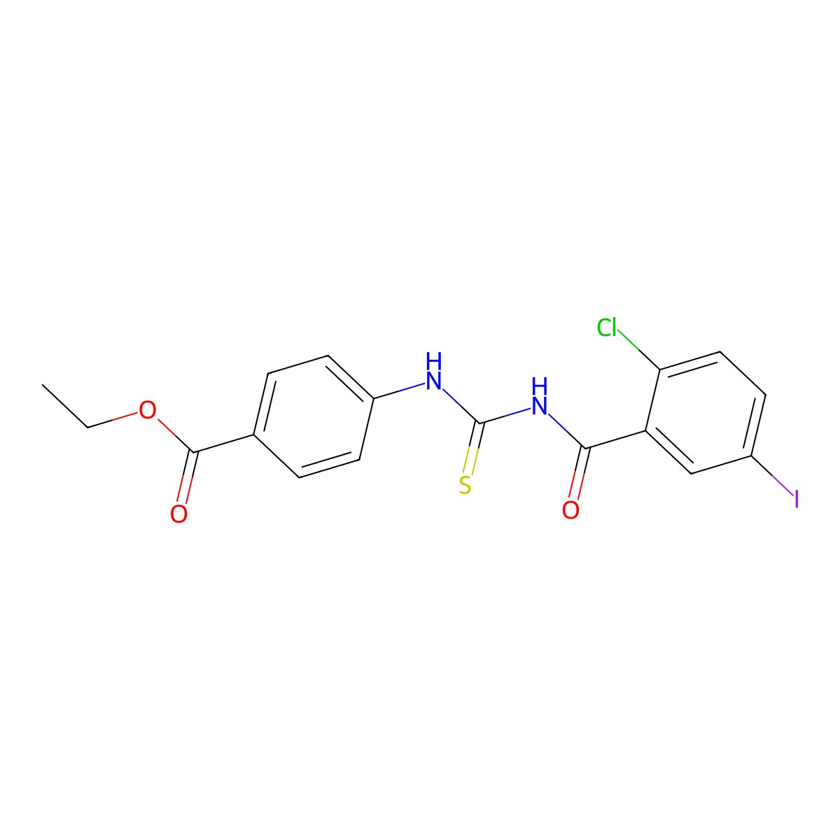 Ethyl 4-({[(2-chloro-5-iodophenyl)carbonyl]carbamothioyl}amino)benzoate molecular structure, CAS 364380-88-1