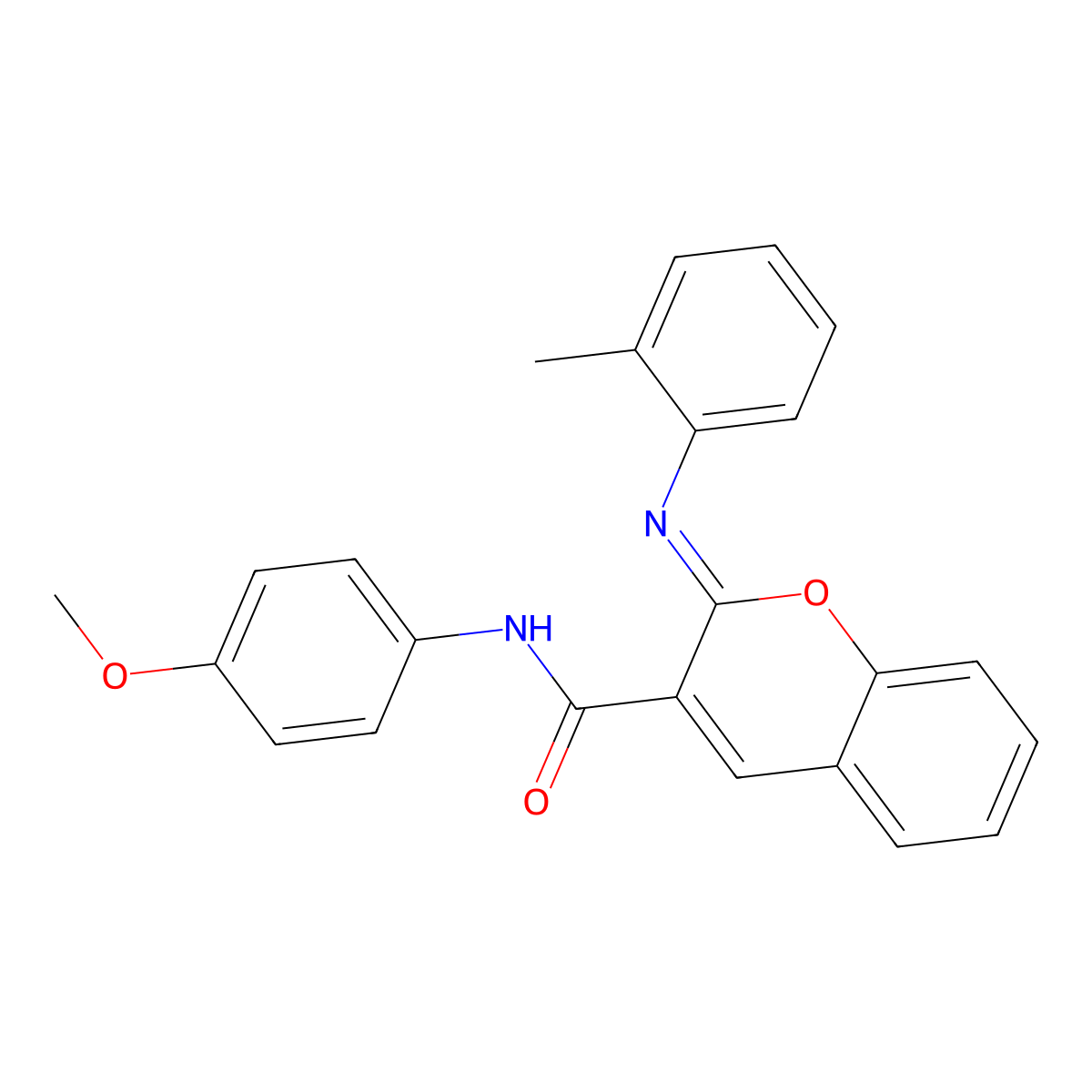 (2Z)-N-(4-methoxyphenyl)-2-[(2-methylphenyl)imino]-2H-chromene-3-carboxamide molecular structure, CAS 364381-06-6