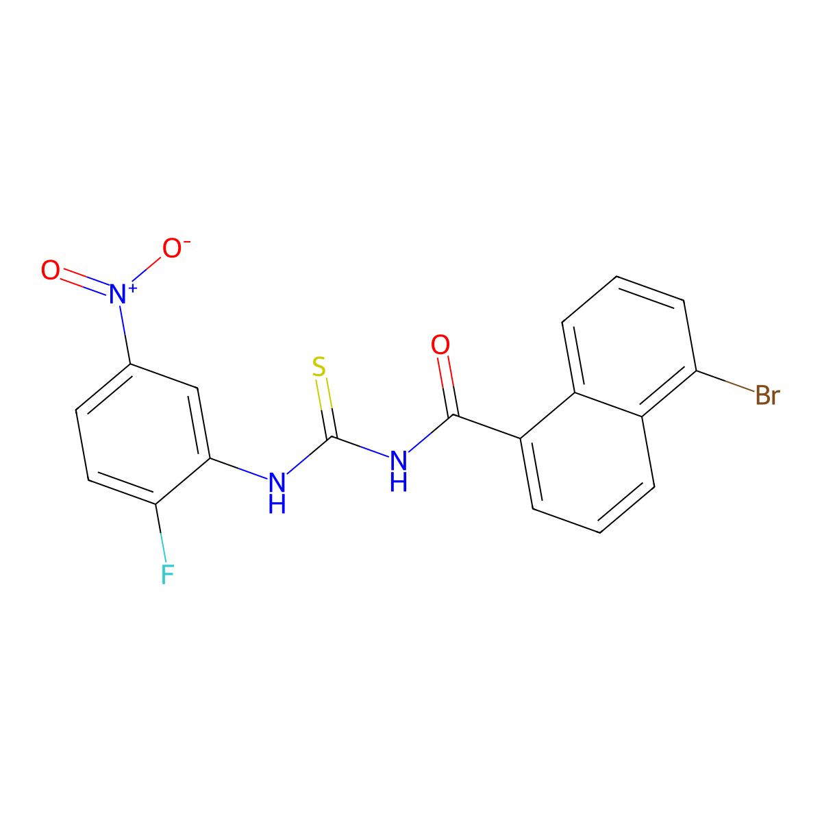5-bromo-N-[(2-fluoro-5-nitrophenyl)carbamothioyl]naphthalene-1-carboxamide molecular structure, CAS 364381-27-1