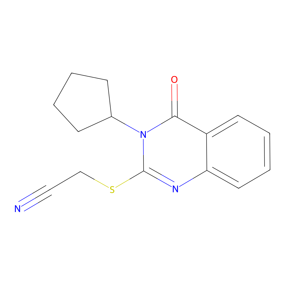 2-(3-Cyclopentyl-4-oxoquinazolin-2-yl)sulfanylacetonitrile molecular structure, CAS 364381-30-6