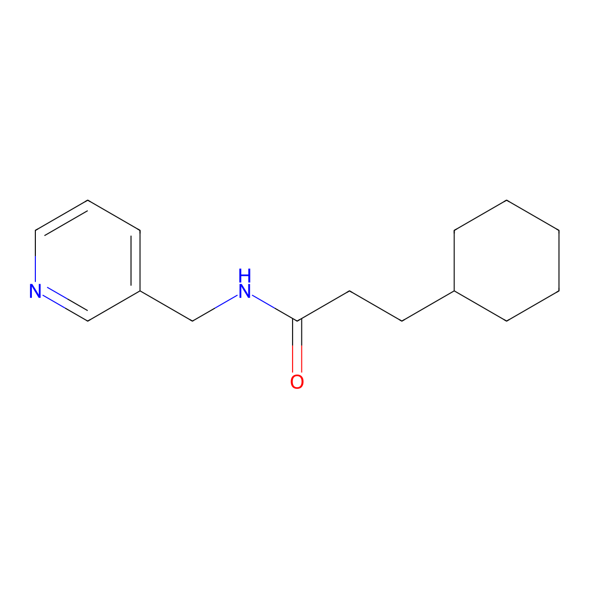 3-cyclohexyl-N-(pyridin-3-ylmethyl)propanamide molecular structure, CAS 364381-36-2