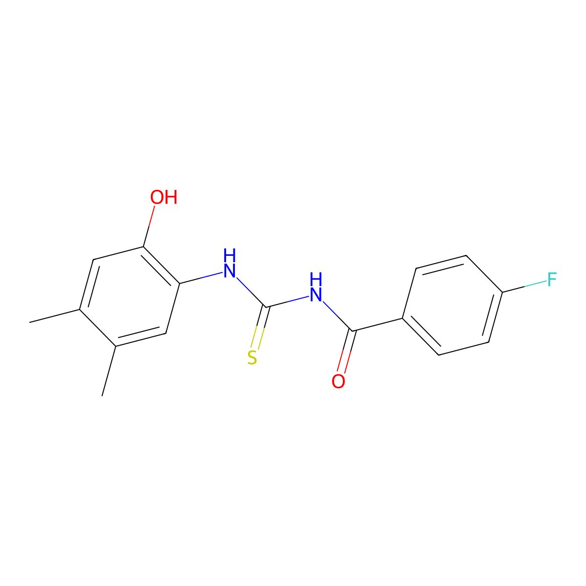 4-fluoro-N-[(2-hydroxy-4,5-dimethylphenyl)carbamothioyl]benzamide molecular structure, CAS 364381-47-5