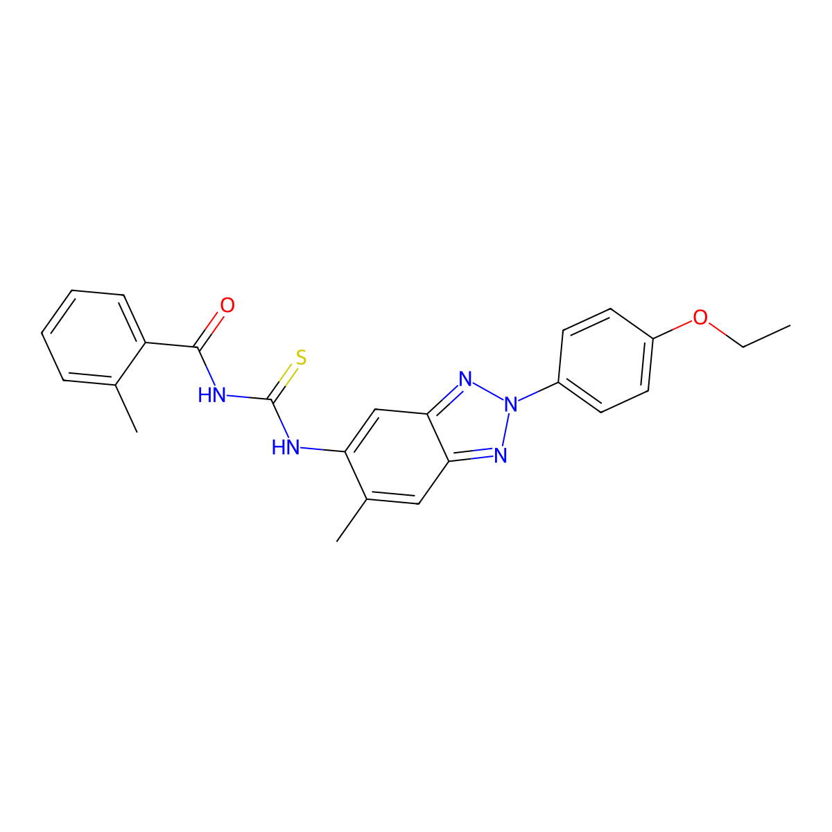 N-[[2-(4-ethoxyphenyl)-6-methylbenzotriazol-5-yl]carbamothioyl]-2-methylbenzamide molecular structure, CAS 364381-65-7