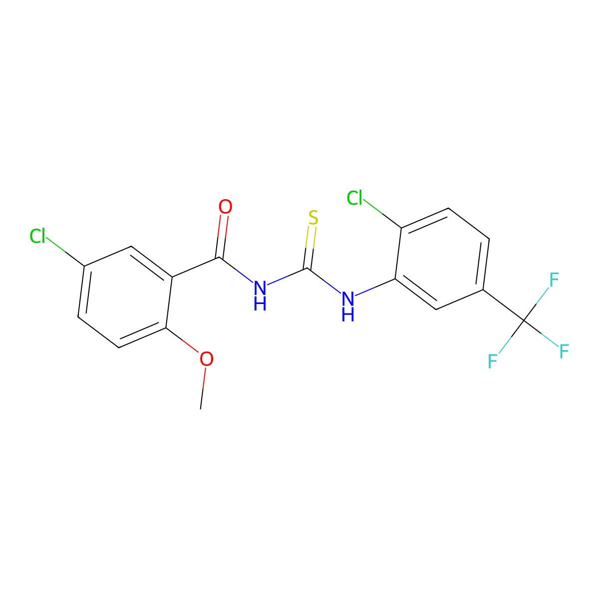 5-chloro-N-[[2-chloro-5-(trifluoromethyl)phenyl]carbamothioyl]-2-methoxybenzamide molecular structure, CAS 364382-84-3