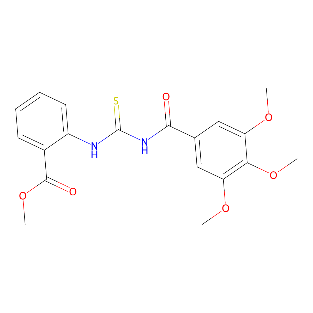 Methyl 2-({[(3,4,5-trimethoxyphenyl)carbonyl]carbamothioyl}amino)benzoate molecular structure, CAS 364382-91-2