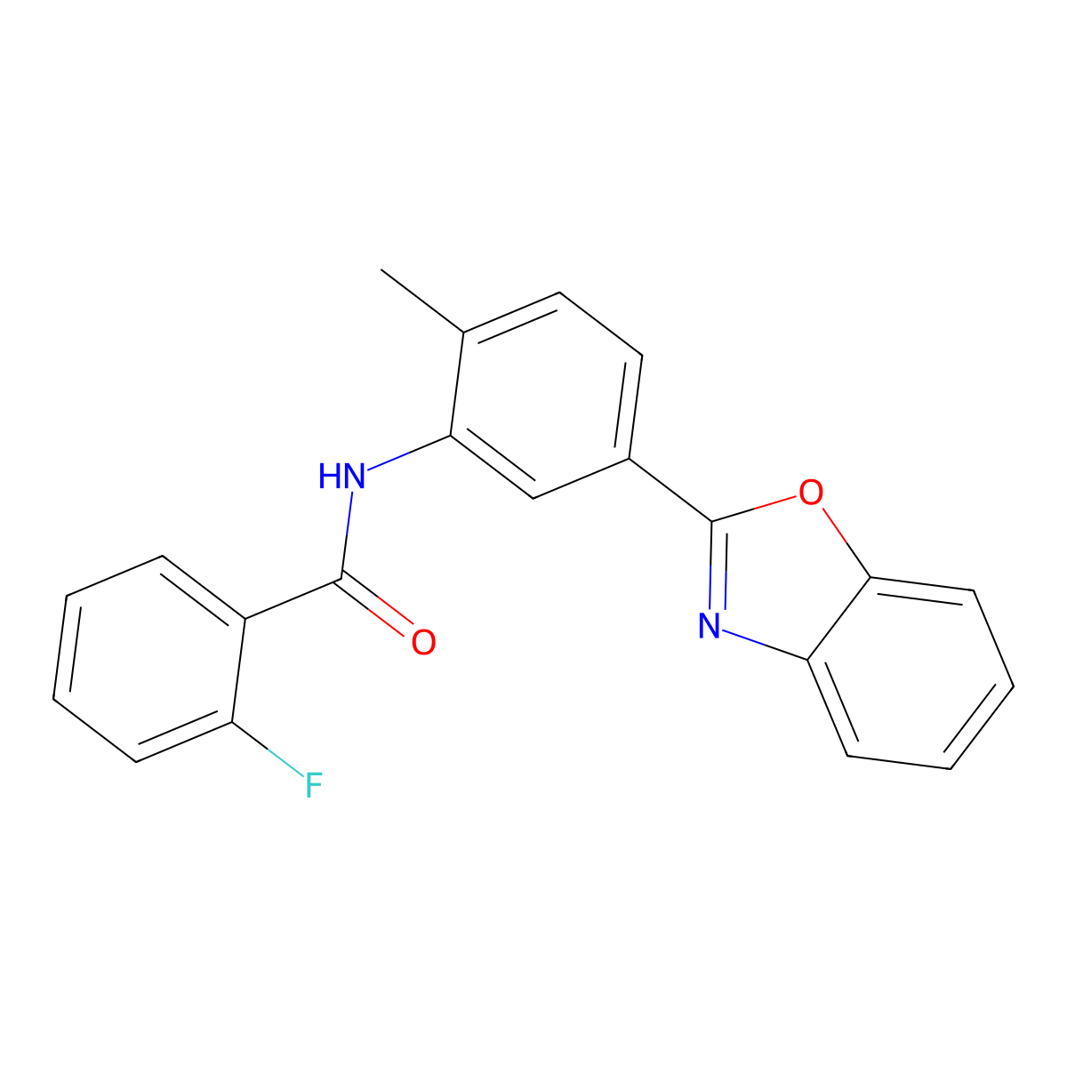 N-[5-(1,3-benzoxazol-2-yl)-2-methylphenyl]-2-fluorobenzamide molecular structure, CAS 364383-12-0