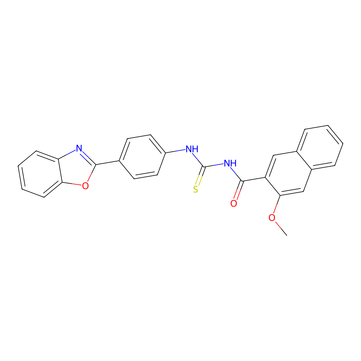 N-[[4-(1,3-benzoxazol-2-yl)phenyl]carbamothioyl]-3-methoxynaphthalene-2-carboxamide molecular structure, CAS 364383-16-4