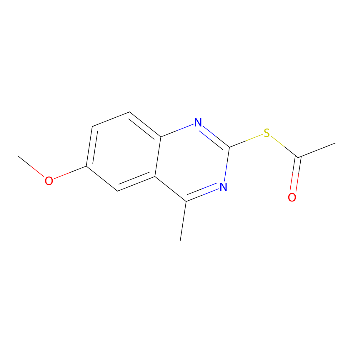 S-(6-methoxy-4-methylquinazolin-2-yl) ethanethioate molecular structure, CAS 364383-22-2
