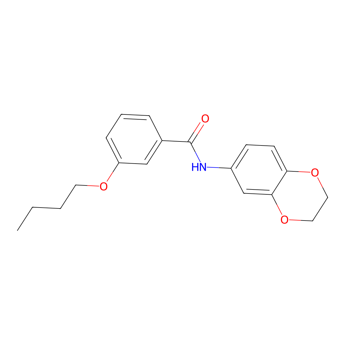 3-butoxy-N-(2,3-dihydro-1,4-benzodioxin-6-yl)benzamide molecular structure, CAS 364383-59-5