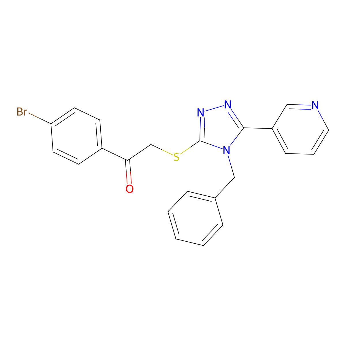 2-[(4-Benzyl-5-pyridin-3-yl-1,2,4-triazol-3-yl)sulfanyl]-1-(4-bromophenyl)ethanone molecular structure, CAS 364383-77-7