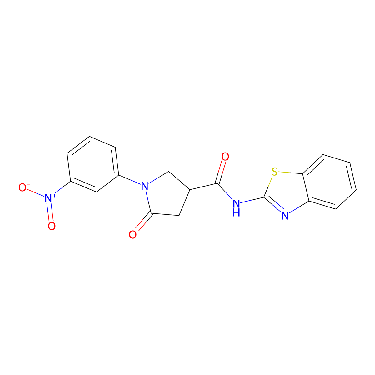 N-(1,3-benzothiazol-2-yl)-1-(3-nitrophenyl)-5-oxopyrrolidine-3-carboxamide molecular structure, CAS 364383-83-5