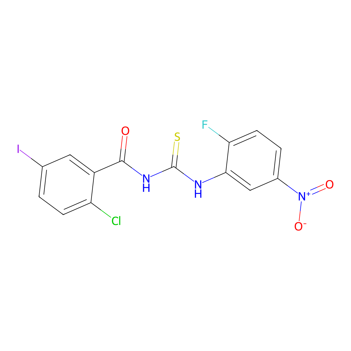 2-chloro-N-[(2-fluoro-5-nitrophenyl)carbamothioyl]-5-iodobenzamide molecular structure, CAS 364384-23-6