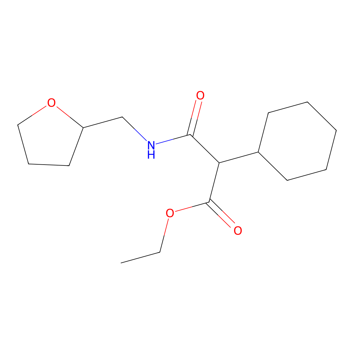 2-Cyclohexyl-N-(tetrahydro-furan-2-ylmethyl)-malonamic acid ethyl ester molecular structure, CAS 364384-49-6