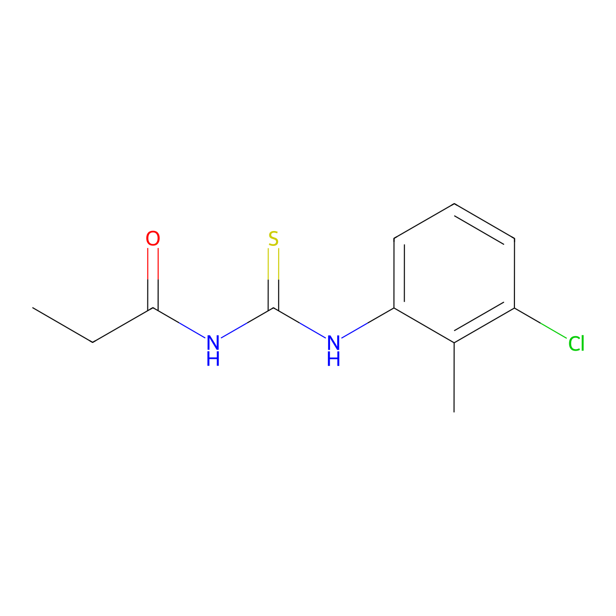 N-[(3-chloro-2-methylphenyl)carbamothioyl]propanamide molecular structure, CAS 364384-59-8