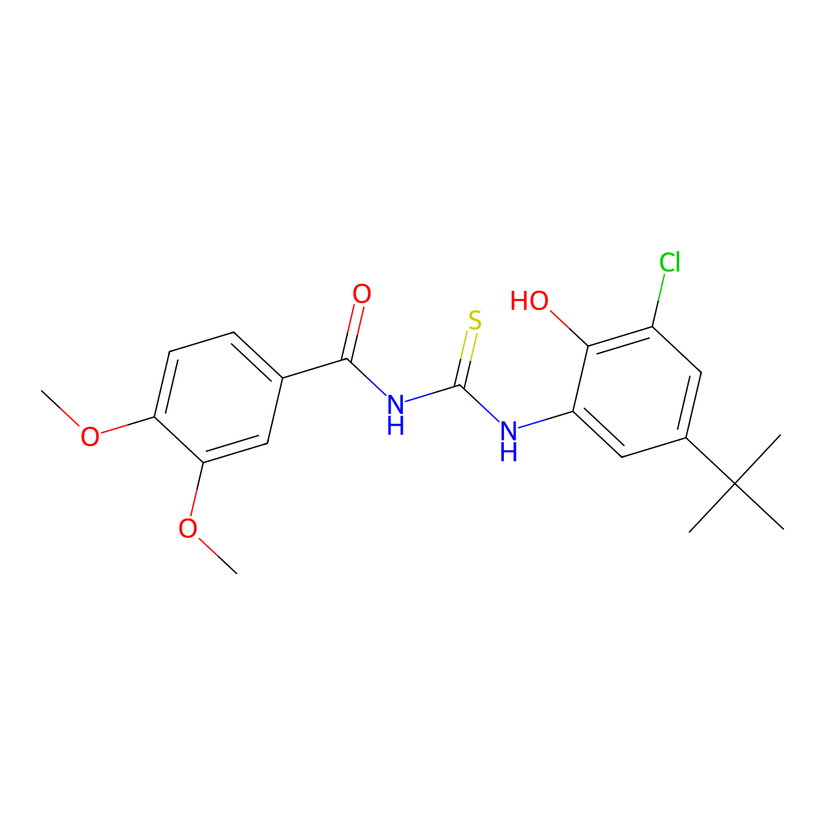 N-[(5-tert-butyl-3-chloro-2-hydroxyphenyl)carbamothioyl]-3,4-dimethoxybenzamide molecular structure, CAS 364384-84-9