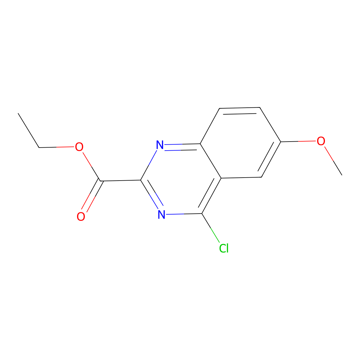 Ethyl 4-chloro-6-methoxyquinazoline-2-carboxylate molecular structure, CAS 364385-74-0