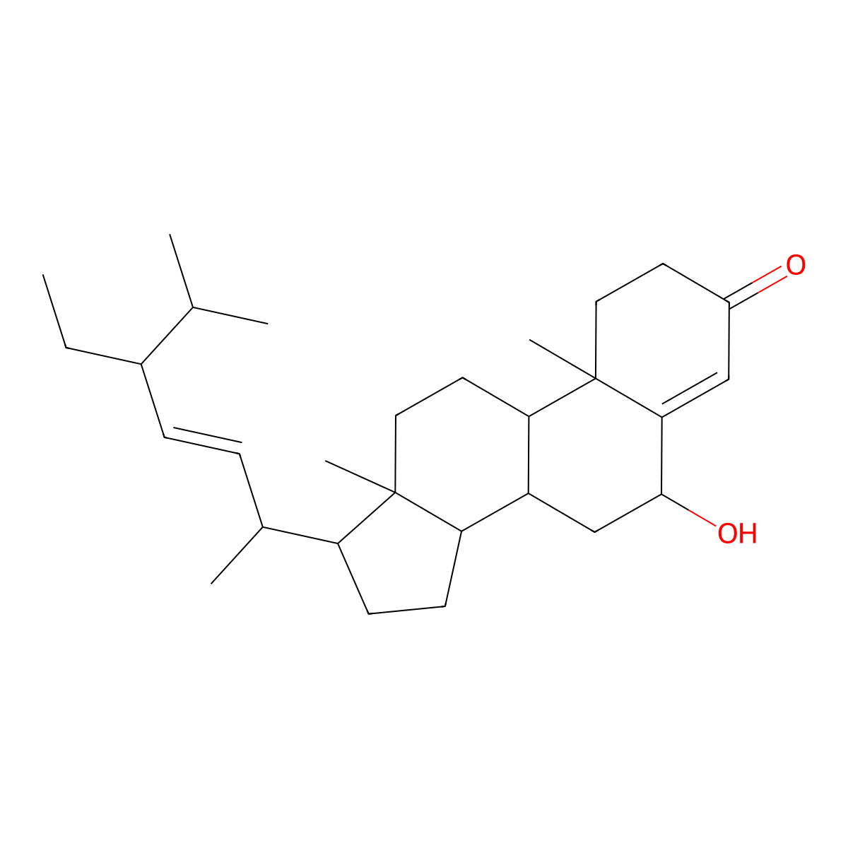 17-(5-Ethyl-6-methylhept-3-en-2-yl)-6-hydroxy-10,13-dimethyl-1,2,6,7,8,9,11,12,14,15,16,17-dodecahydrocyclopenta[a]phenanthren-3-one molecular structure, CAS 36450-01-8