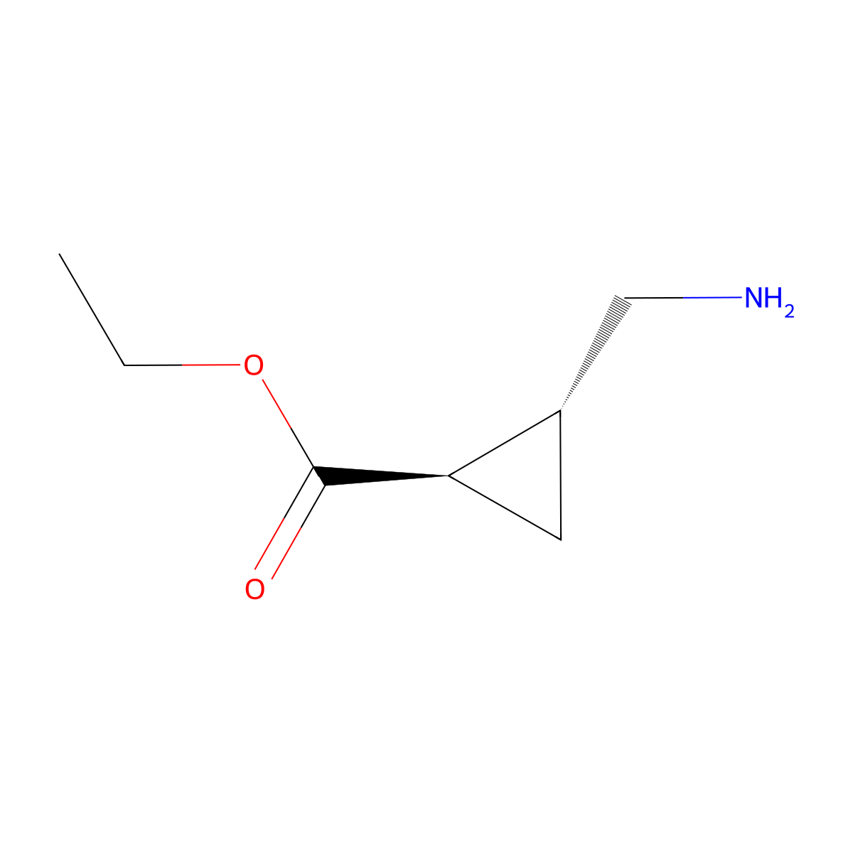 rac-ethyl (1R,2R)-2-(aminomethyl)cyclopropane-1-carboxylate molecular structure, CAS 36458-93-2