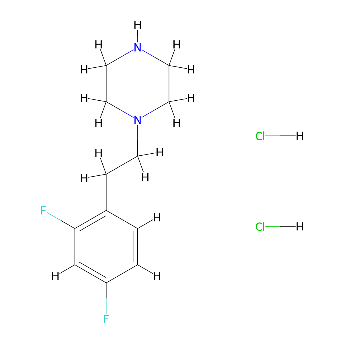 1-(2,4-Difluorophenethyl)piperazine dihydrochloride molecular structure, CAS 364594-66-1