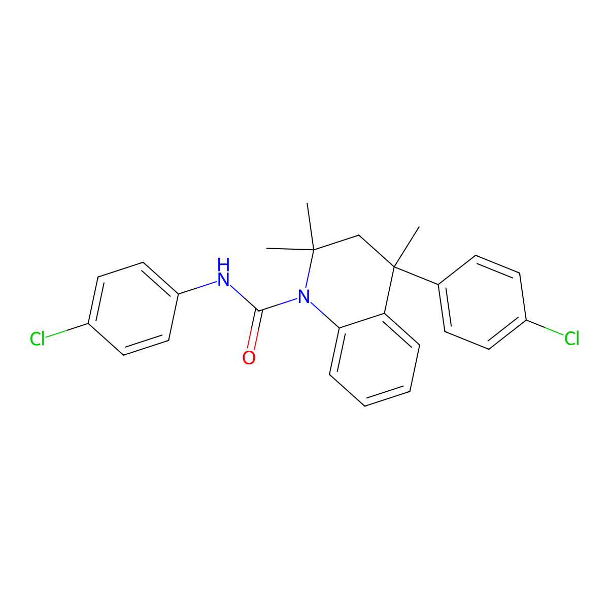 N,4-bis(4-chlorophenyl)-2,2,4-trimethyl-3,4-dihydroquinoline-1(2H)-carboxamide molecular structure, CAS 364594-80-9