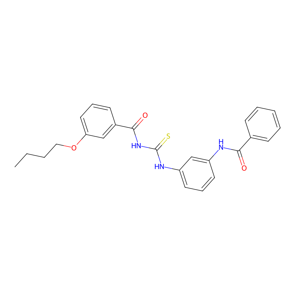 N-[(3-benzamidophenyl)carbamothioyl]-3-butoxybenzamide molecular structure, CAS 364594-90-1