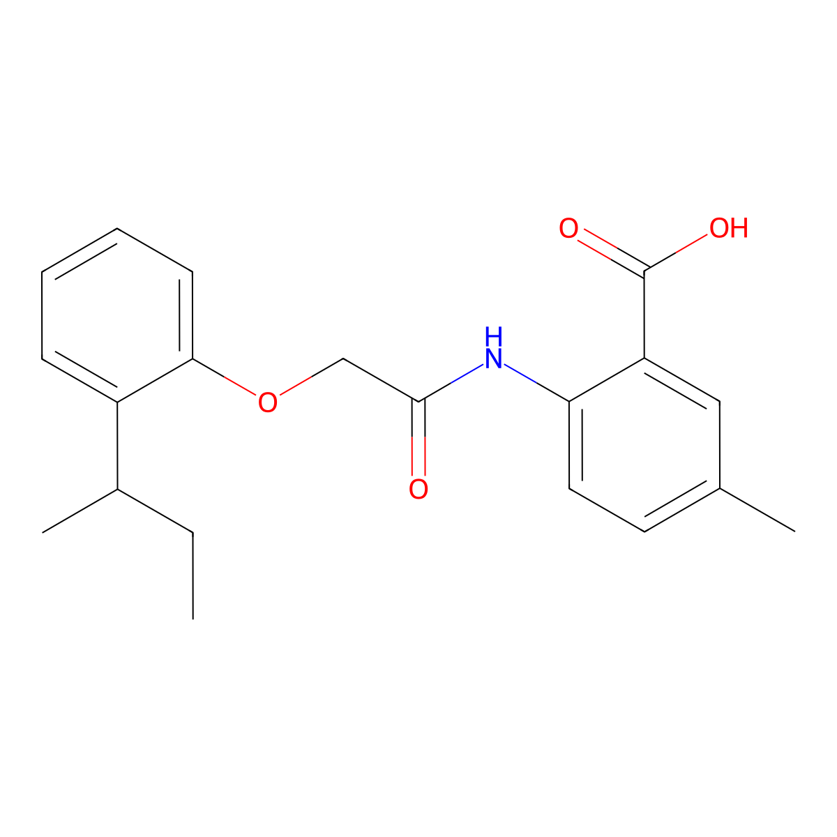 2-({[2-(Butan-2-yl)phenoxy]acetyl}amino)-5-methylbenzoic acid molecular structure, CAS 364594-93-4