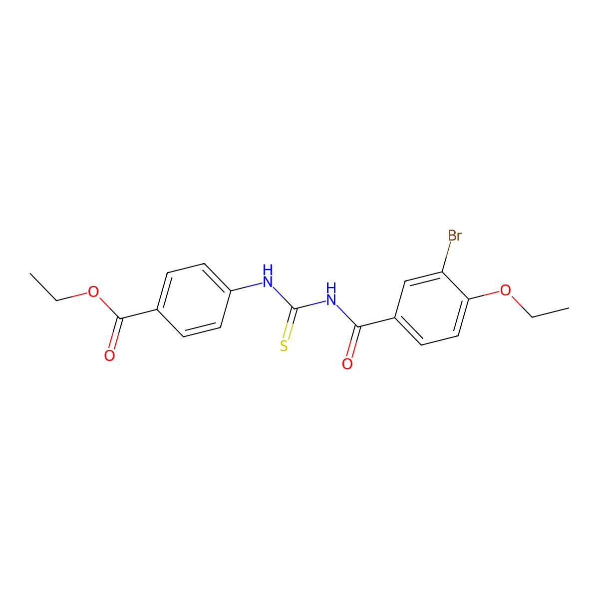 Ethyl 4-({[(3-bromo-4-ethoxyphenyl)carbonyl]carbamothioyl}amino)benzoate molecular structure, CAS 364595-13-1