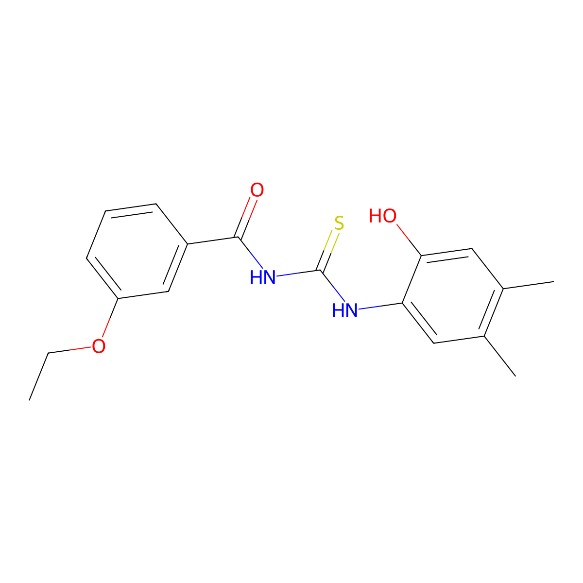 3-ethoxy-N-[(2-hydroxy-4,5-dimethylphenyl)carbamothioyl]benzamide molecular structure, CAS 364595-18-6