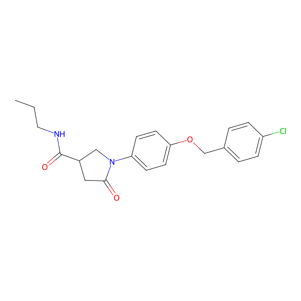 1-{4-[(4-chlorobenzyl)oxy]phenyl}-5-oxo-N-propylpyrrolidine-3-carboxamide molecular structure, CAS 364595-29-9