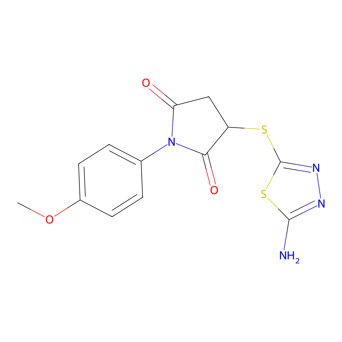 3-[(5-Amino-1,3,4-thiadiazol-2-yl)sulfanyl]-1-(4-methoxyphenyl)pyrrolidine-2,5-dione molecular structure, CAS 364595-48-2