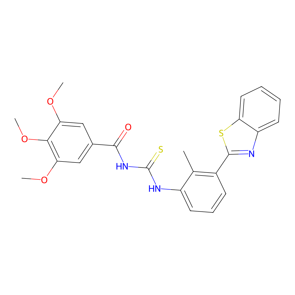 N-[[3-(1,3-benzothiazol-2-yl)-2-methylphenyl]carbamothioyl]-3,4,5-trimethoxybenzamide molecular structure, CAS 364595-97-1