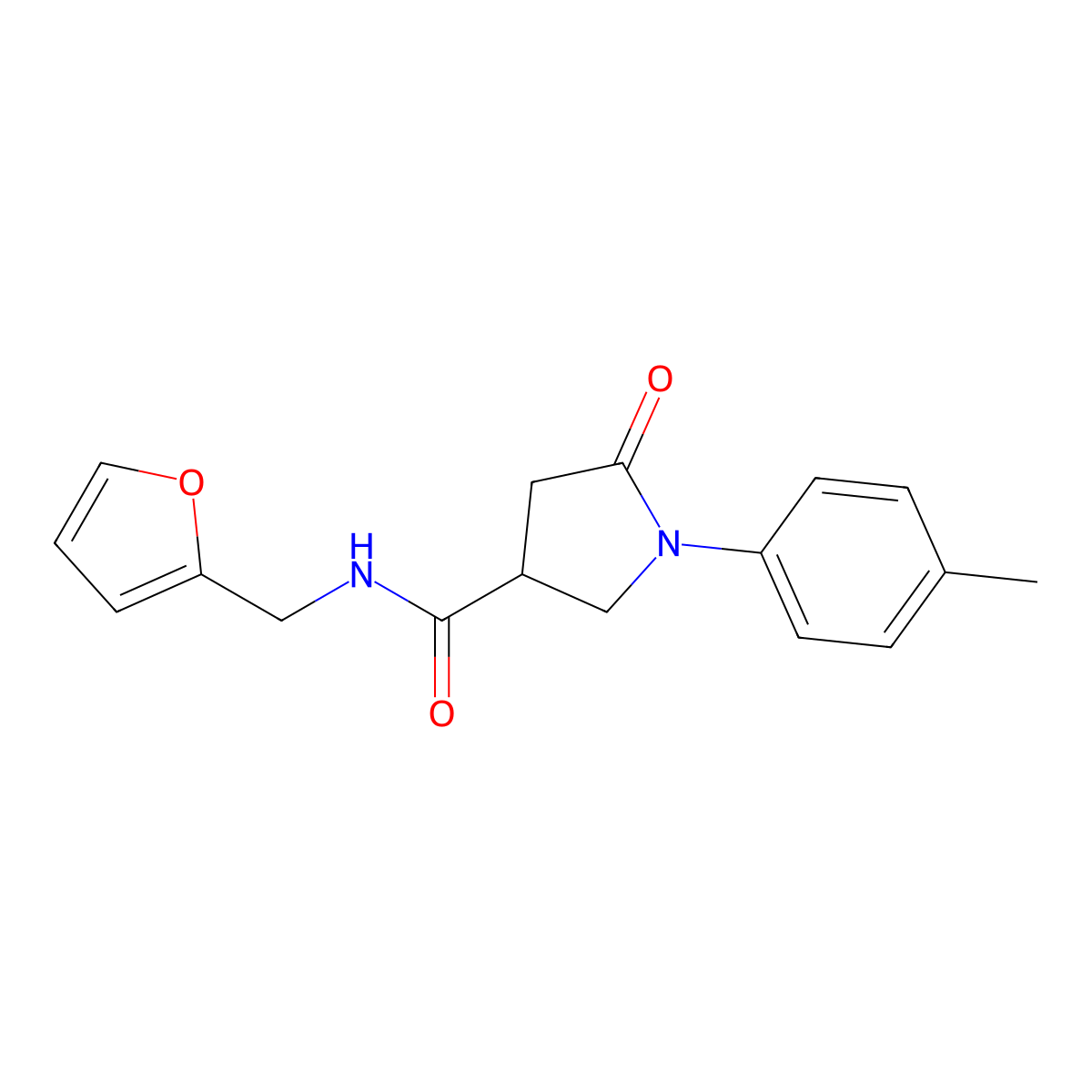 N-(furan-2-ylmethyl)-1-(4-methylphenyl)-5-oxopyrrolidine-3-carboxamide molecular structure, CAS 364596-06-5