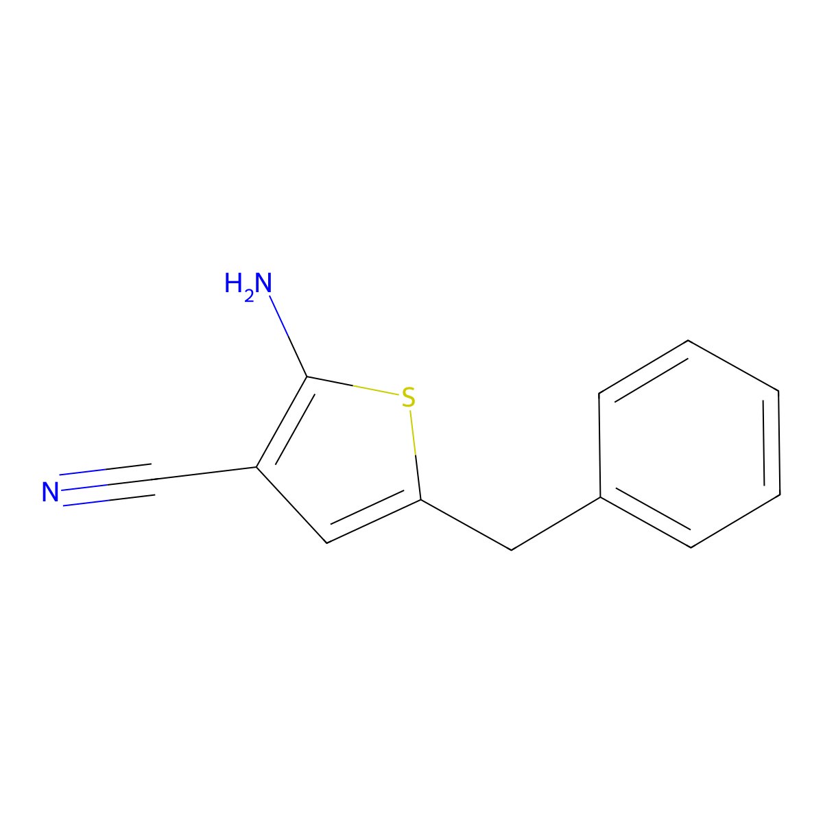 2-Amino-5-benzylthiophene-3-carbonitrile molecular structure, CAS 364596-21-4