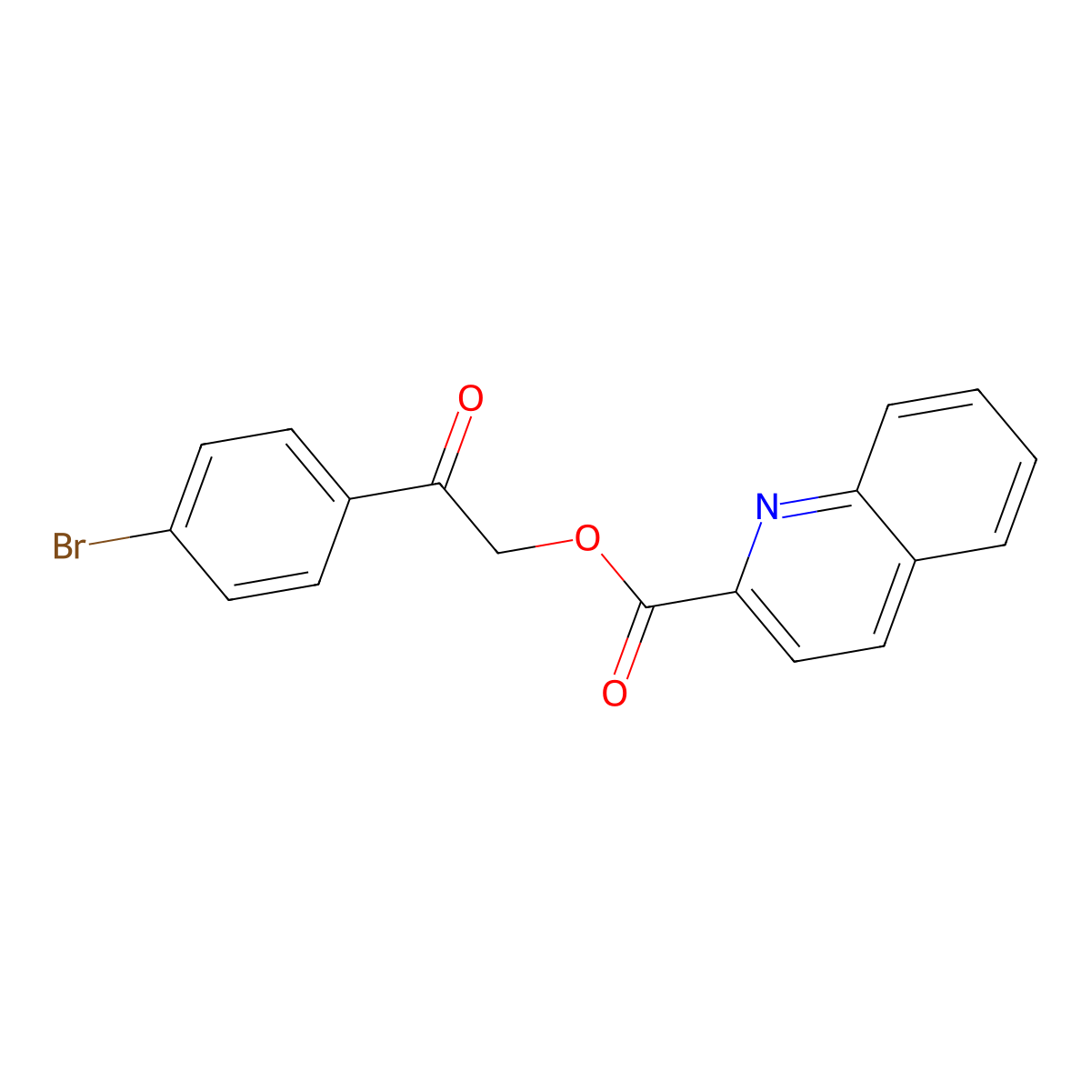 2-(4-Bromophenyl)-2-oxoethyl quinoline-2-carboxylate molecular structure, CAS 364596-31-6