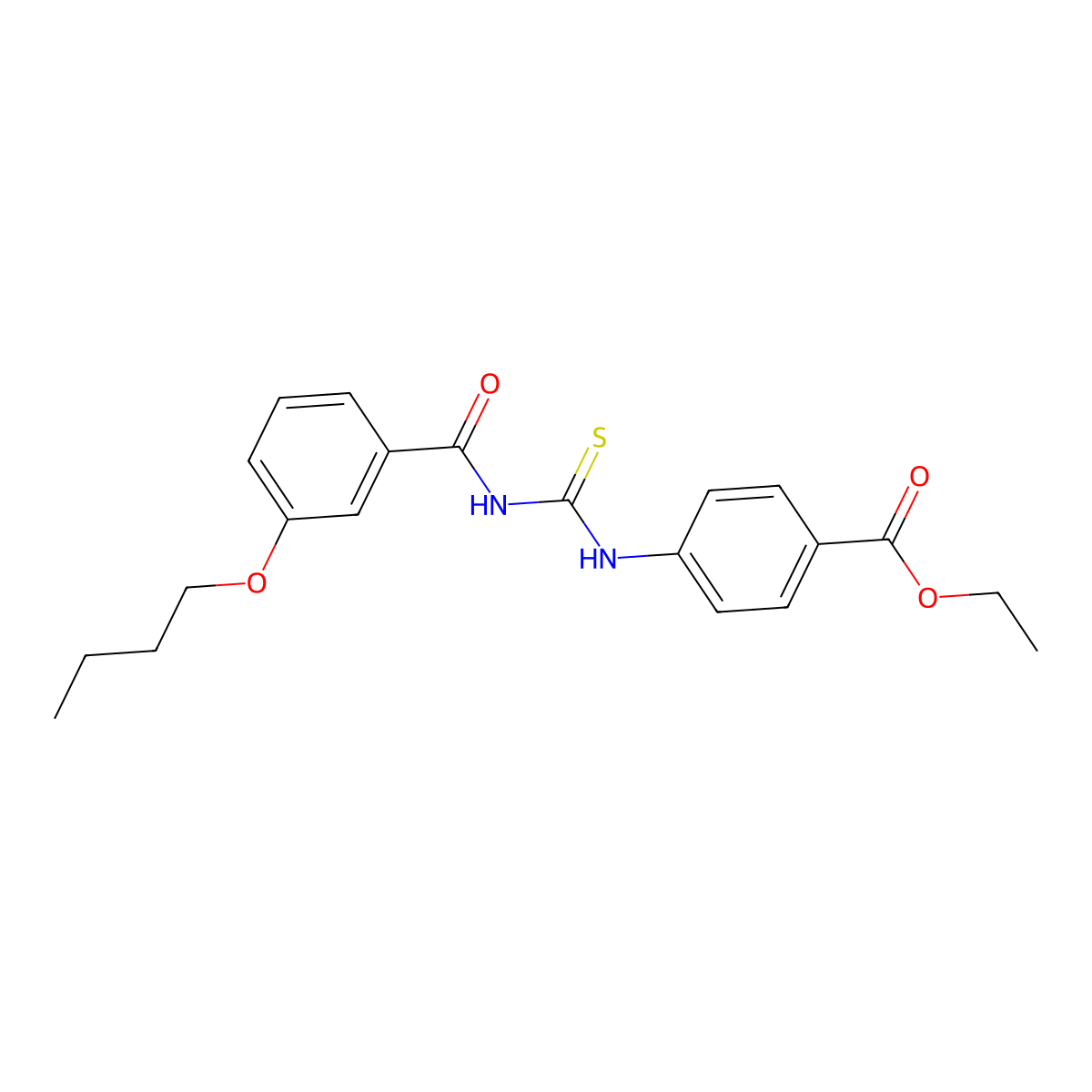 Ethyl 4-({[(3-butoxyphenyl)carbonyl]carbamothioyl}amino)benzoate molecular structure, CAS 364596-36-1