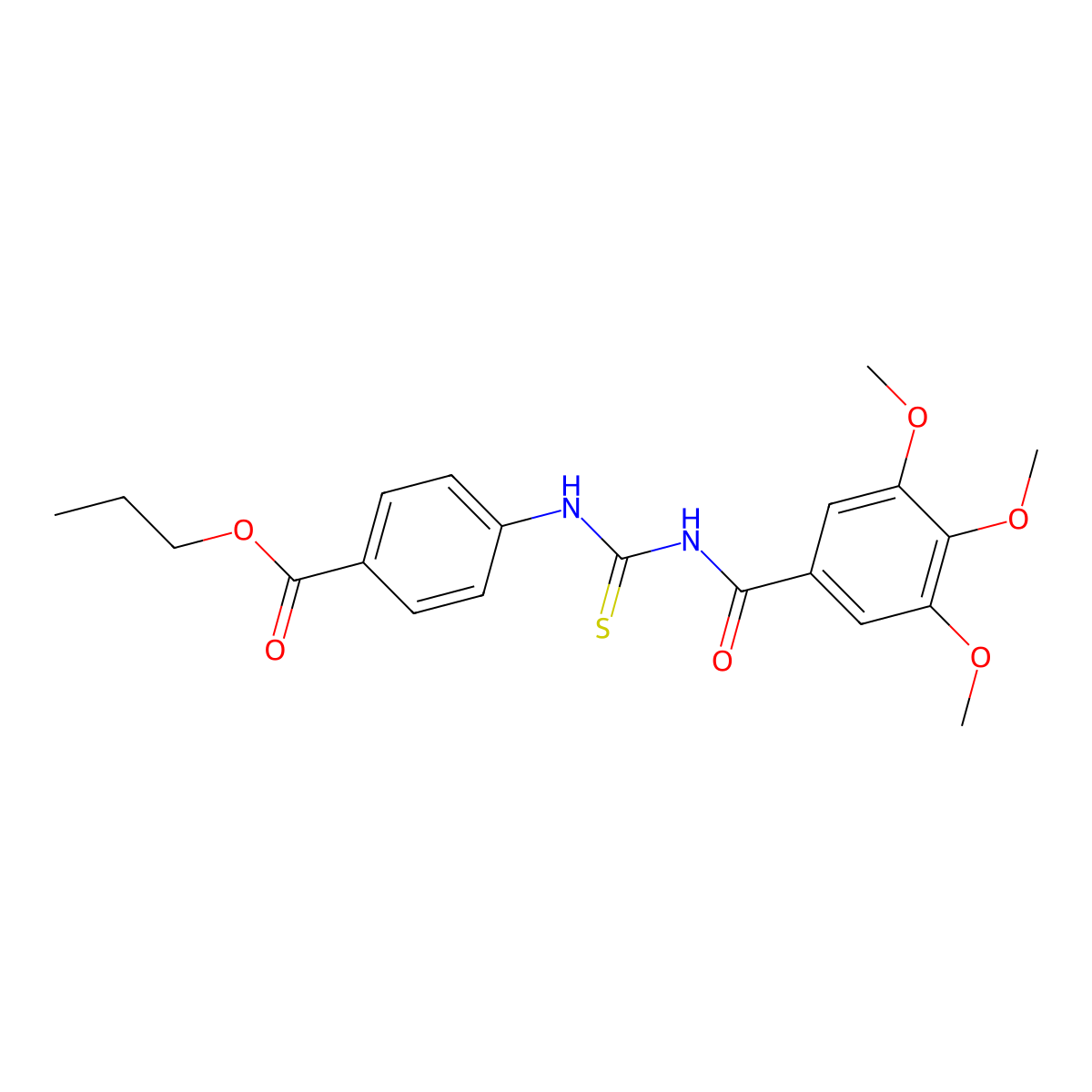 Propyl 4-[(3,4,5-trimethoxybenzoyl)carbamothioylamino]benzoate molecular structure, CAS 364596-41-8