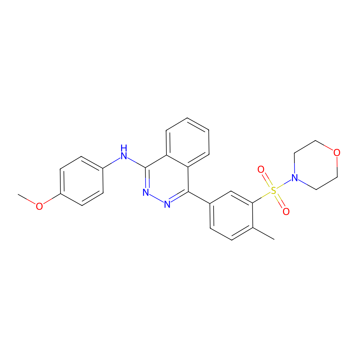 N-(4-methoxyphenyl)-4-(4-methyl-3-morpholin-4-ylsulfonylphenyl)phthalazin-1-amine molecular structure, CAS 364596-66-7
