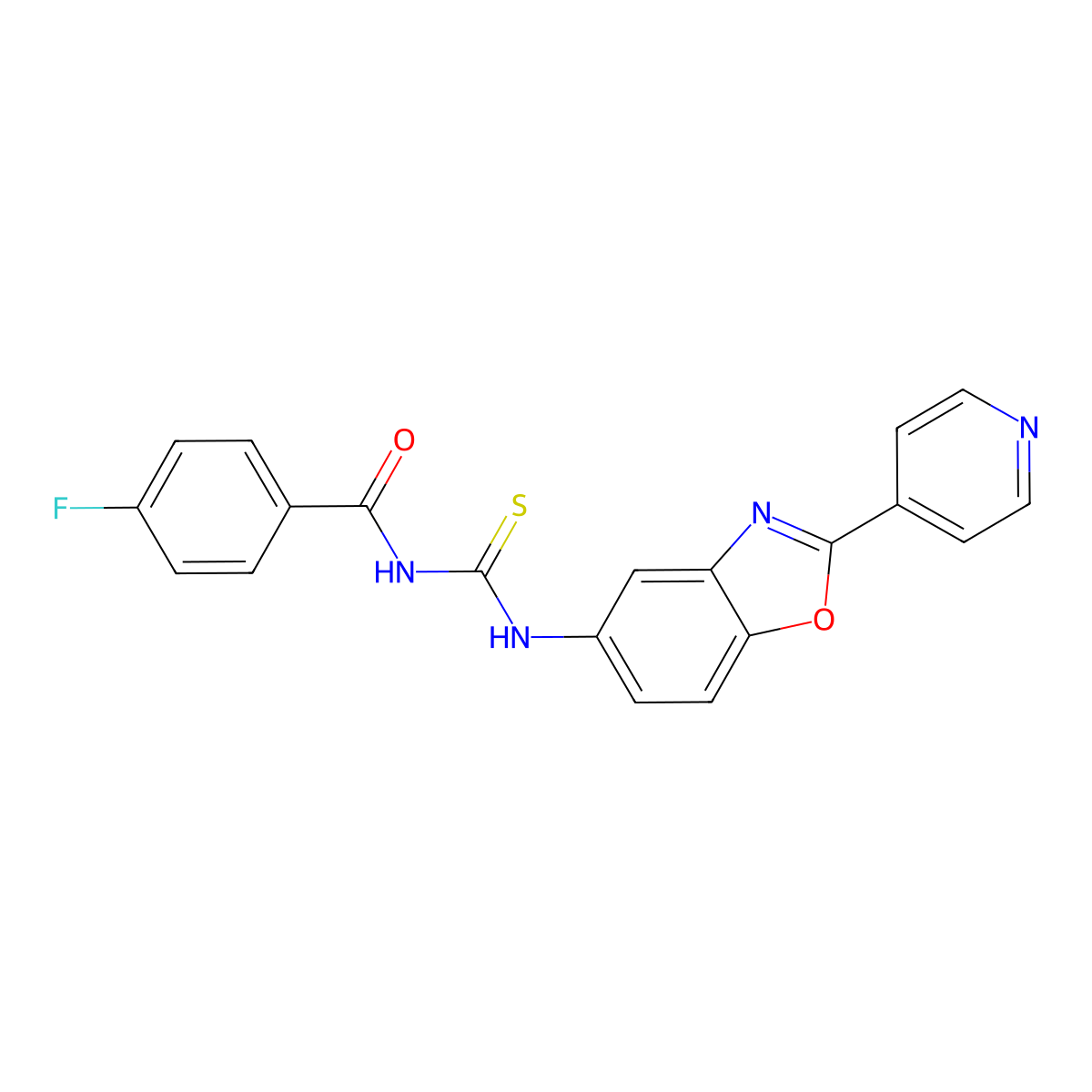 4-fluoro-N-[(2-pyridin-4-yl-1,3-benzoxazol-5-yl)carbamothioyl]benzamide molecular structure, CAS 364596-82-7
