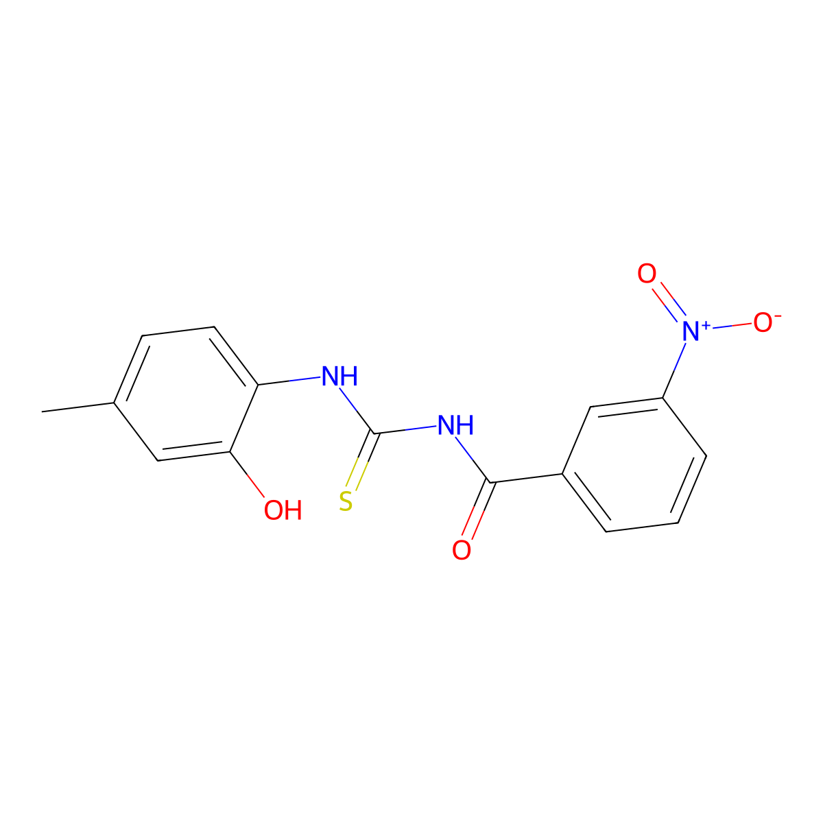 N-[(2-hydroxy-4-methylphenyl)carbamothioyl]-3-nitrobenzamide molecular structure, CAS 364597-11-5